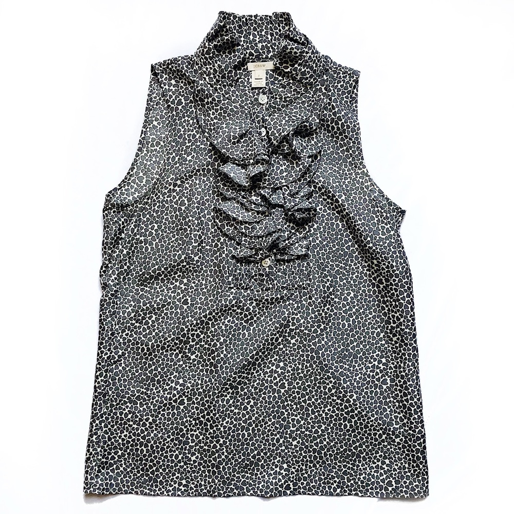J. Crew Heart Print 100% Silk Blouse